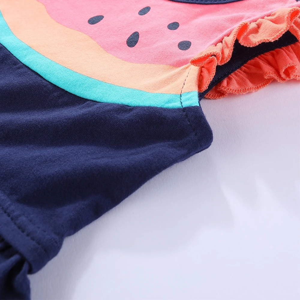 Mudkingdom Little Girls Dress Watermelon Print Lotus Leaf Sleeve Pleated Vest | Детская одежда и обувь