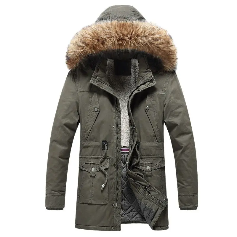

Зимняя куртка, Мужская Флисовая парка, Мужская теплая шелковая куртка с капюшоном, плотная повседневная мужская зимняя куртка, пальто, капю...