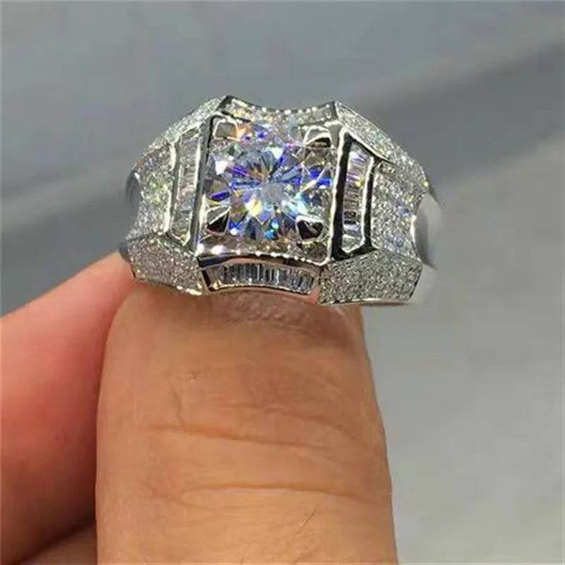 Блестящее роскошное серебряное кольцо натуральный белый 2.6CT хрусталь камень