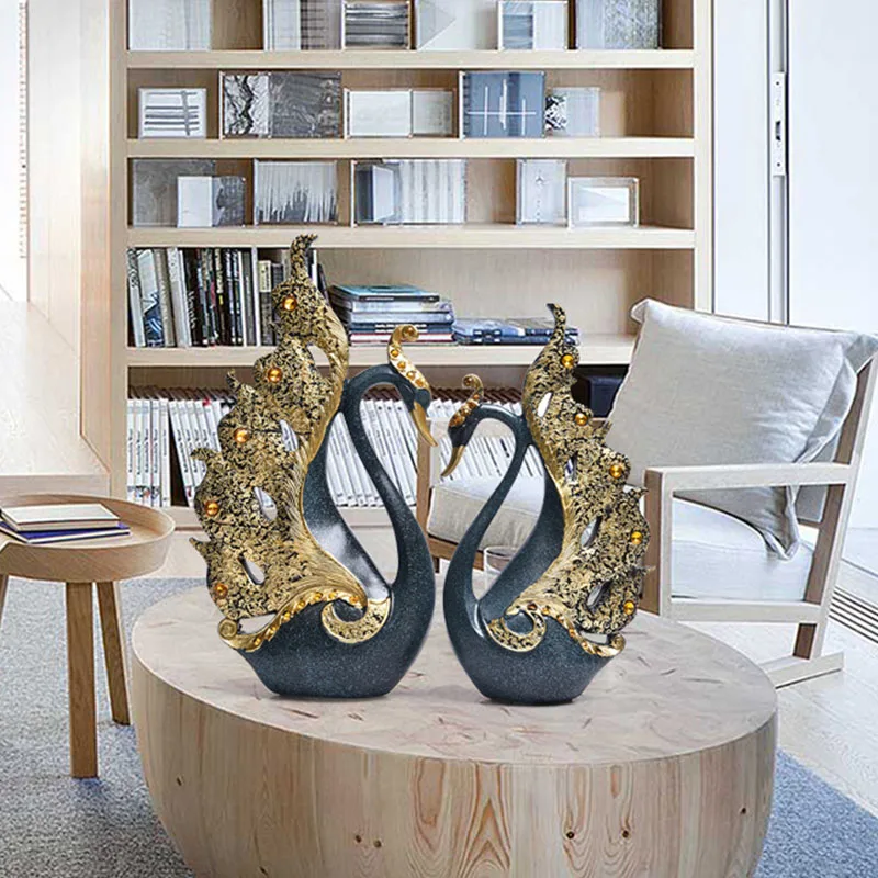 

Home Decoration Accessories A Couple of Swan Statue Home Decor Sculpture Modern Art Ornaments Wedding Gifts for Friends Lovers