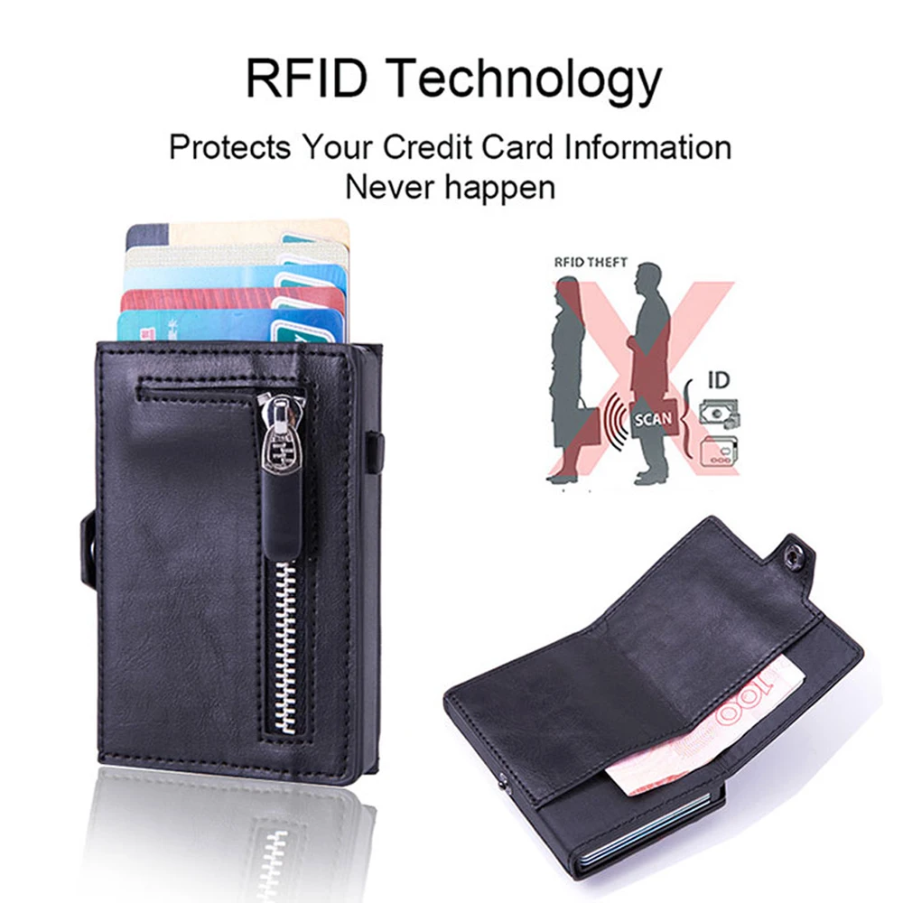 2022 Small Carbon Fiber Rfid Card Holder Men Wallets Money Bag Male Vintage Black Male Purse  Leather Mini Slim Wallets Walets images - 6