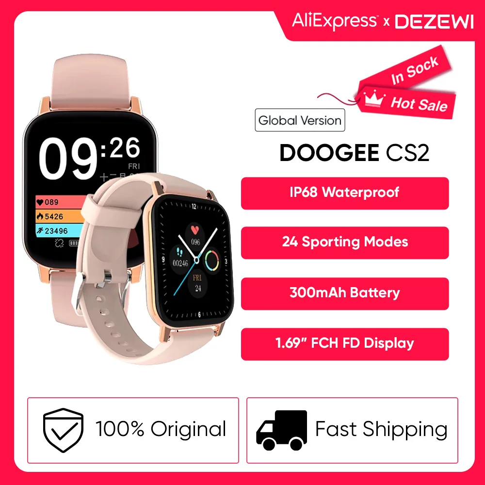 

Смарт-часы DOOGEE CS2, 1,69 дюйма, 2021 мА ч, 24 спортивных режима