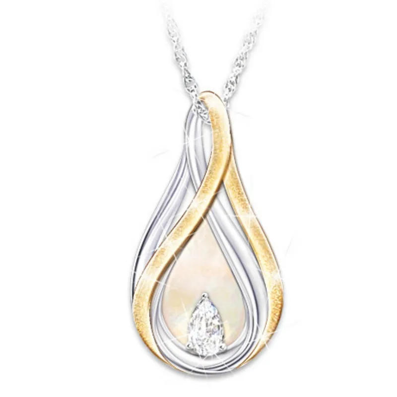 

Women's Fashion Simple Creative Geometric Drop Shaped Zircon Pendant Wedding Necklace Prom Valentine's Day Gift Wholesale