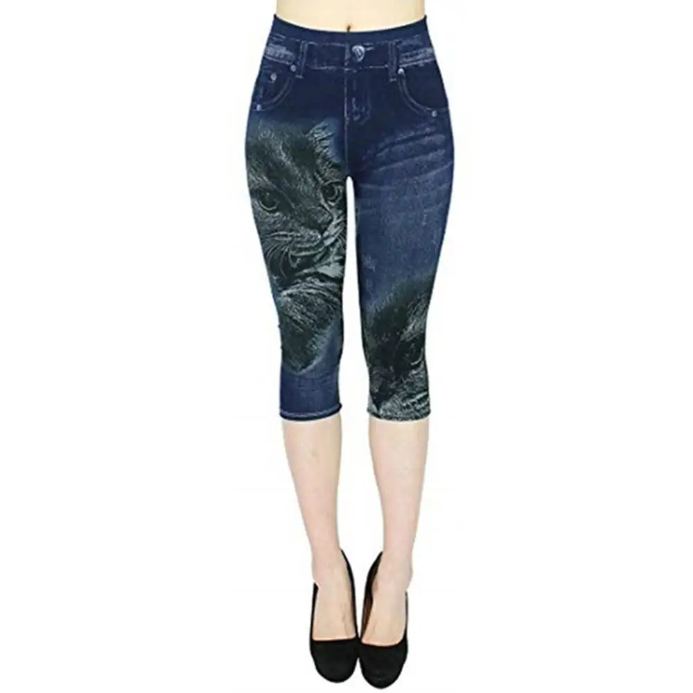 Женские джинсы с принтом и высокой талией эластичные штаны обтягивающие брюки
