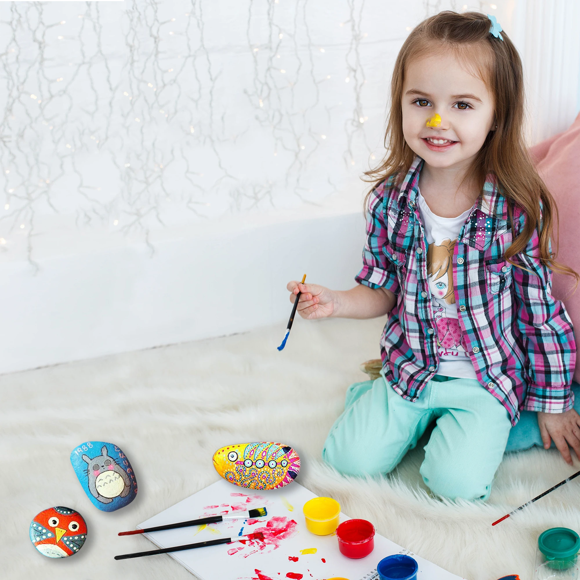 KIDDYCOLOR Rock Art Kit for Painting and Coloring DIY Set Creative Colorful Magic Stone Gift Supplies | Канцтовары для офиса и