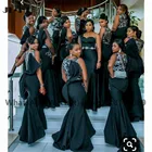 Элегантное платье подружки невесты 2021, длинные африканские черные платья подружки невесты, кружевное свадебное платье для вечеринки, платье подружки невесты