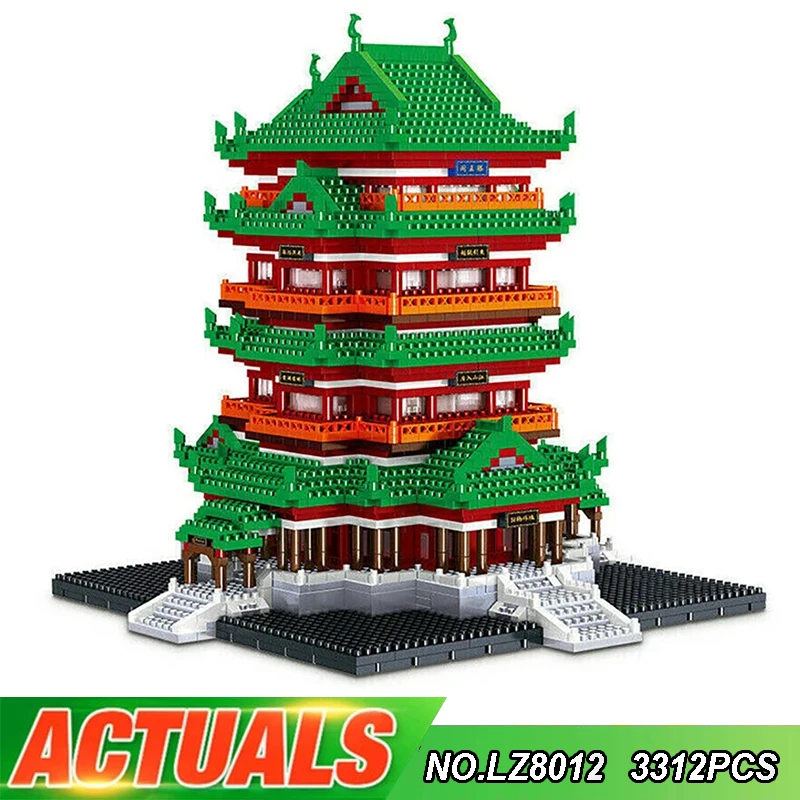 

LEZI LZ8012 миниатюрные бриллиантовые мелкие частицы серии Tengwang Pavilion Модульные строительные блоки кирпичи детские игрушки подарок