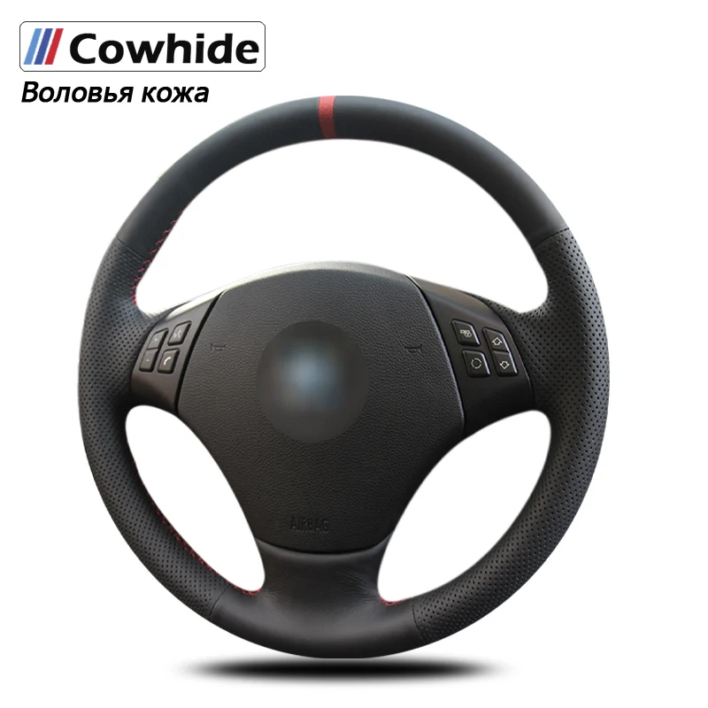 

Black Genuine Leather Car Steering Wheel Cover for BMW E90 320 318i 320i 325i 330i 320d X1 328xi 2007