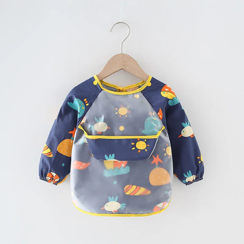 Babero de alimentaci&oacute;n para beb&eacute;, delantal impermeable, babero bonito de manga larga, Bandana de dibujos animados, manga de autoalimentaci&oacute;n-5