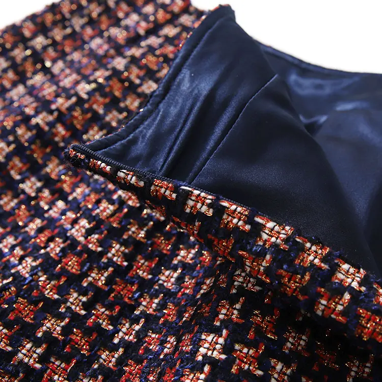 

New DK0089 High waist Checker Shorts in Spring and Autumn of 2019 Retro Chic Wool Bright Silk Broad legged