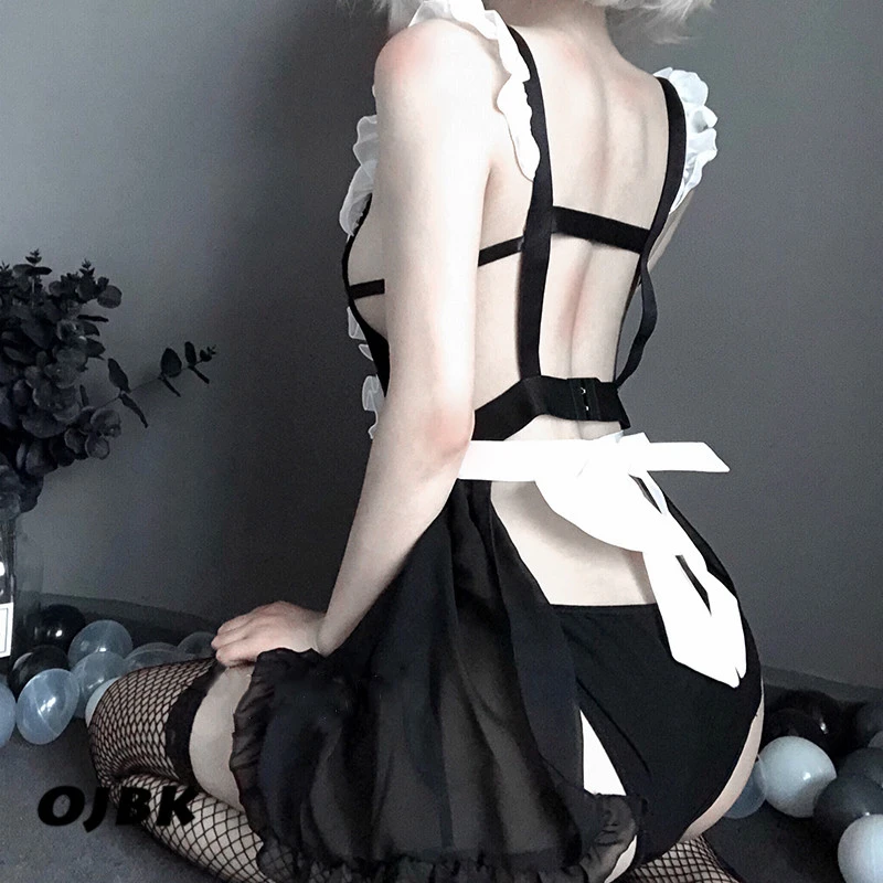 

OJBK Sexy Lingerie Cosplay Erotic Apron Japanese Maid Sex Costume Babydoll Women Lace Miniskirt Outfit Sweet Lolita Anime Dress