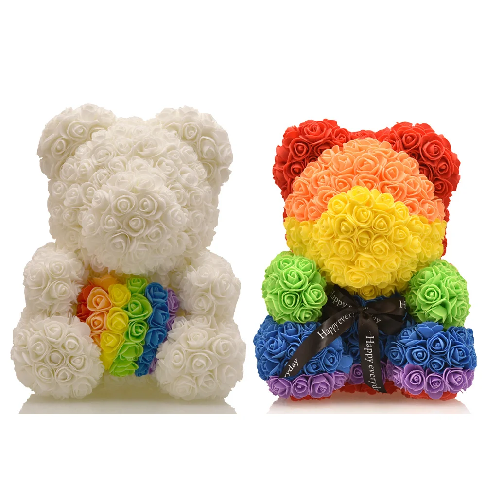 Розовый медведь 40 см Мишка Тедди с сердцем для женщин подарок цветком | Дом и сад