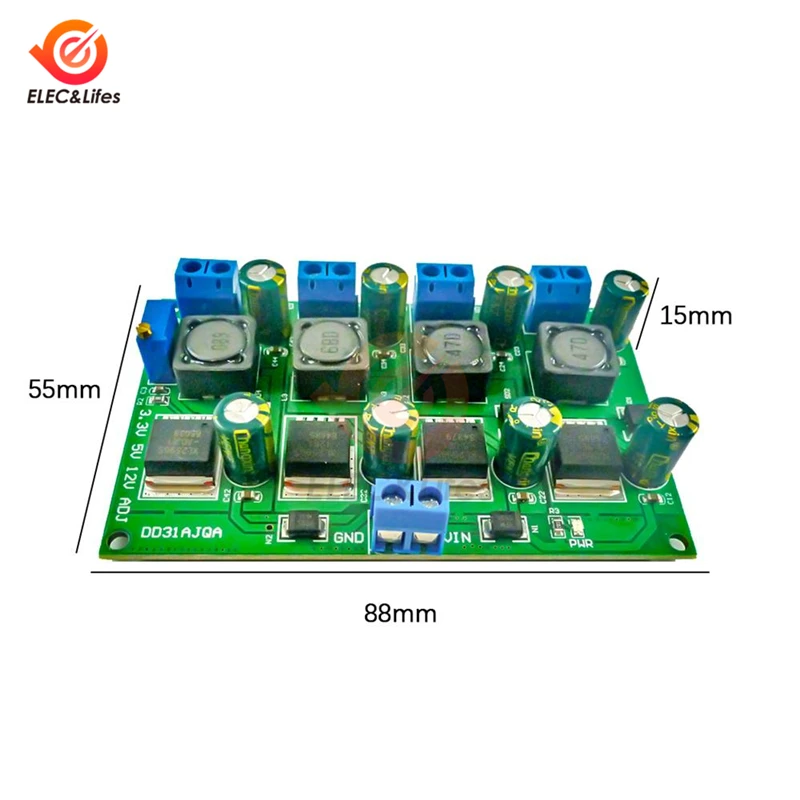 3A 4-канальный понижающий преобразователь постоянного тока от 4 5-30 В до 3 5 12 модуль