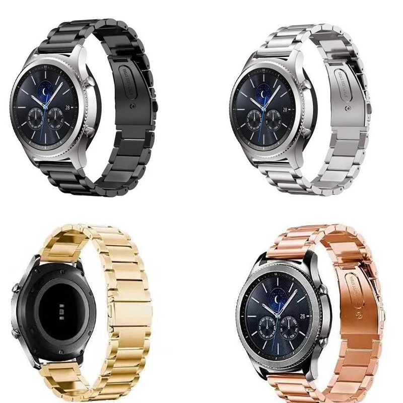 Ремешок металлический для Samsung galaxy active 2 42 46 Gear sport S2 S3 браслет zenwatch Ticwatch S E pro c2 20 мм