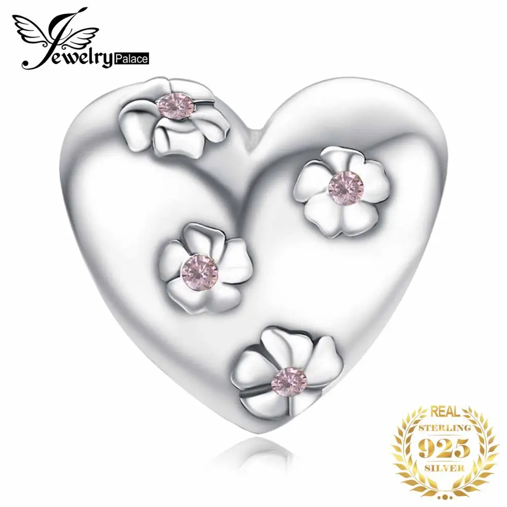 JewelryPalace Романтическая любовь цветок Сердце создан розовый сапфиры 925 пробы