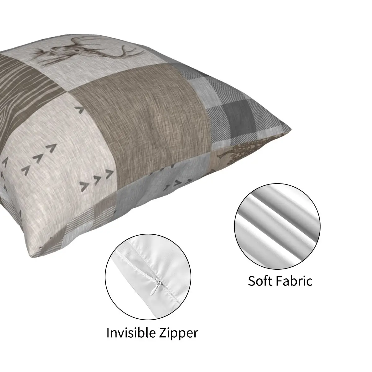 Олень в деревенском стиле нейтральных квадратная подушка чехол полиэстер