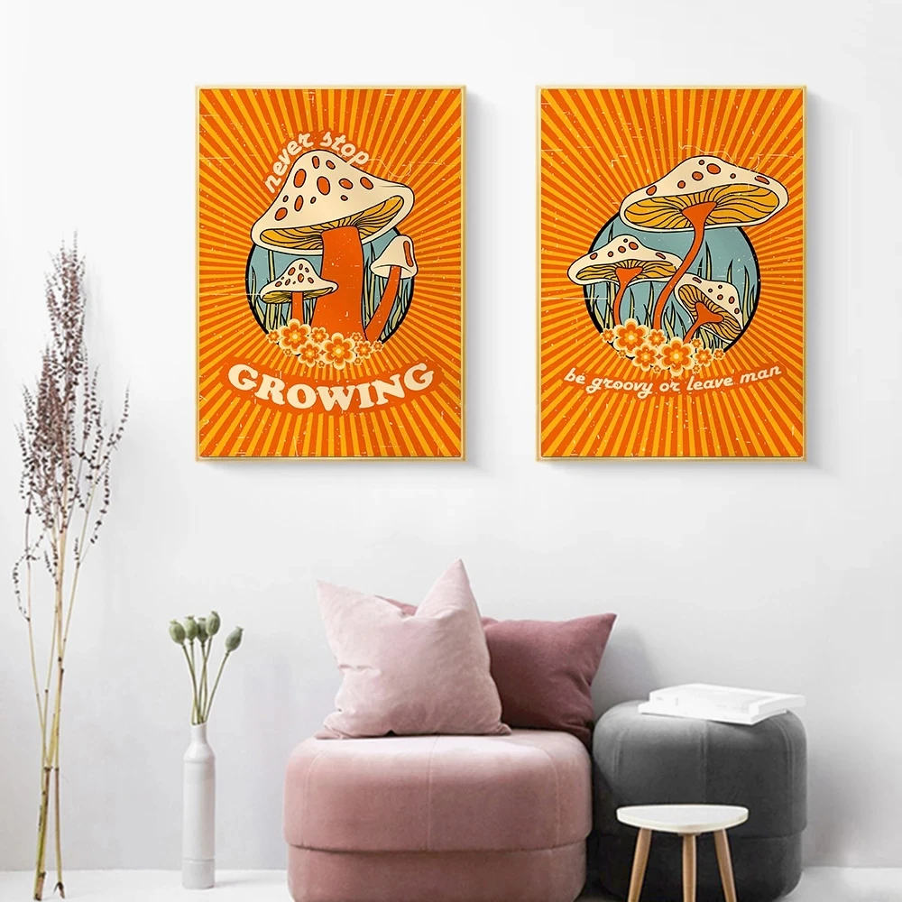 

Настенный постер никогда не прекращает растущий, Настенный декор, печать на стене с грибами, Художественная печать, богемный декор, без рамк...