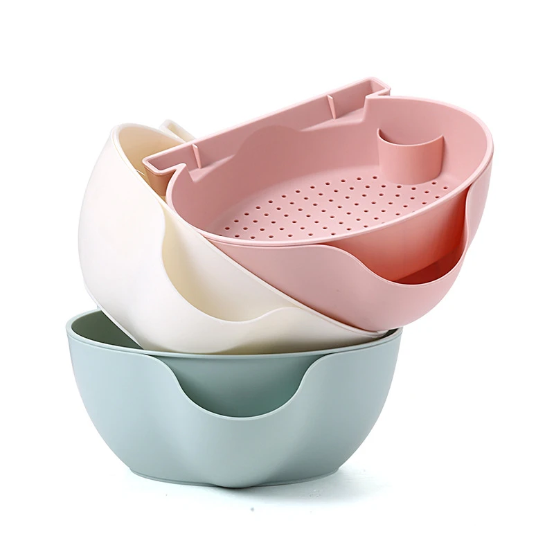 

Creative Plastic Fruit Bowl Double Detachable Drain Plate Candy Dish Melon Seeds snack dessert Container Mobile Frame Supporter