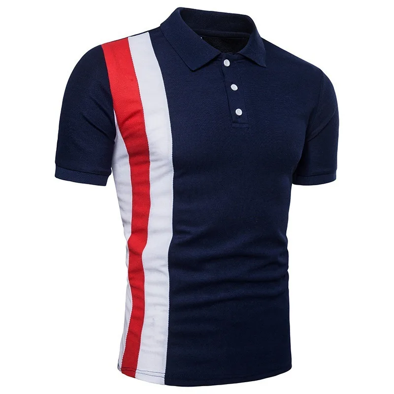 

2021 New Men's Color Luokou Design Polo Shirt Fashion Casual Plus Size T-shirt Bottoming Male Polo Shirt