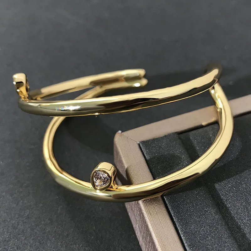 

S925 sterling silver summer new golden yellow multi-ring open bracelet female pear-shaped stone design fashion Moroccan jewelry