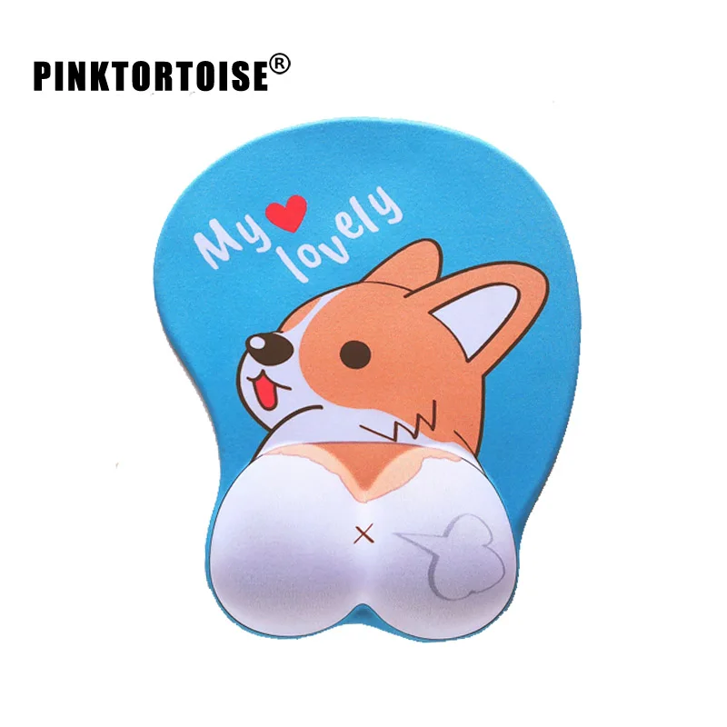 

Cute blue Corgi Dog 3d hip Soft Silicon 3D Mouse Pad anime Ergonomic Mouse Pad Gaming MousePad game playmat