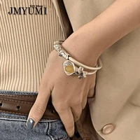 jmyumi vintage handmade 925 sterling silver bracelet ins fashion creative flower bangles ethnic jewelry party gifts for women