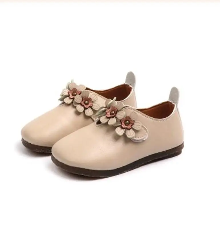 Новые кожаные туфли с цветами для детей малышей маленьких девочек белые черные