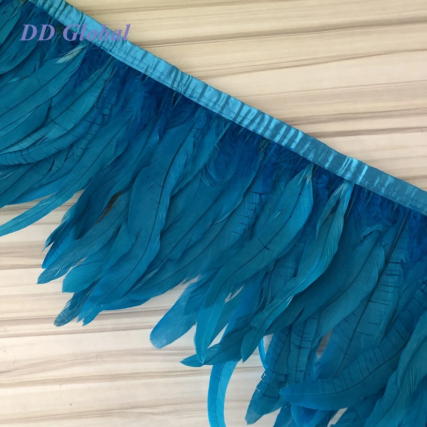 

10 Meters natural Rooster Feathers trim fringe 15-20cm Ribbon for Needlework and Handicraft DIY Party Pluma Dress Accessories