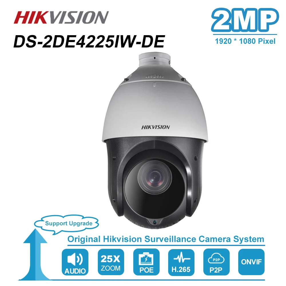 Оригинальная ip-камера Hikvision 2 МП PTZ с моторизованным 25X зумом, скоростная купольная камера видеонаблюдения IR 100 м объектив 4,8-120 мм DS-2DE4225IW-DE