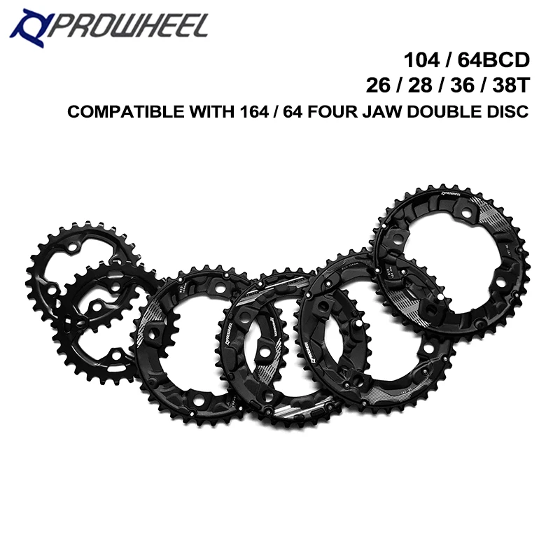Звездочки для велосипеда PROWHEEL 104/64BCD MTB двойная Звездочка 26T 28T 36T 38T 10/11 скоростной