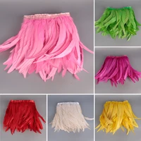 25 30cm whie rooster tail trim coque feather trimmingribbon for crafts dress skirt carnival costumes plumes