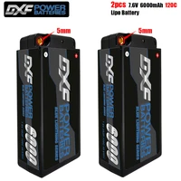 dxf lipo battery hv 2s shorty lipo 7 6v 6000mah 120c 4mm 5mm bullet competition short pack for rc110 buggy off road truck car