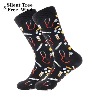 Новинка, мужские черные короткие носки Harajuku Doctor Tools, хлопковые длинные носки