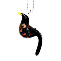 murano glass art bird figurine ornament handmade mini black hook silk design charm pendant home garden decor hanging accessories
