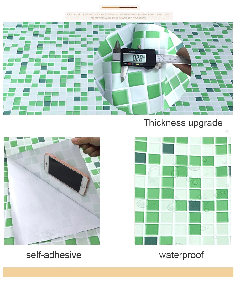 Yunpoint Kitchen Oil-Proof Diy Decorative Film Waterproof Self-Adhesive Wallpaper Bathroom Toilet Thick Mosaic Tile Wall Sticker |