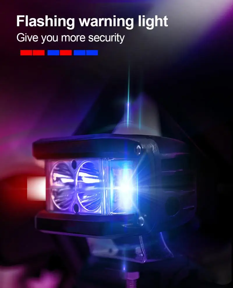LED Light Bar Motorcycle Flashing Red And Blue Warning Headlights Cross-country Off Road Waterproof Lights | Автомобили и
