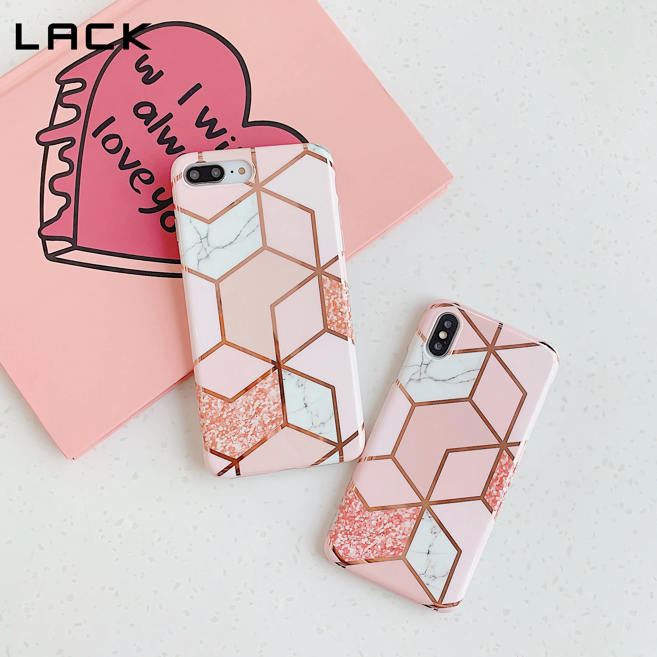 Чехол для телефона LACK с геометрическим рисунком розы и мраморной текстурой iPhone XR