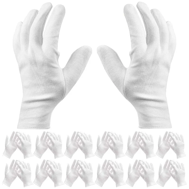 

24 Pairs Of White Cotton Gloves - 7.5 Inch L-Shaped Work Gloves,Cotton Work,White Gloves, Labor Protection, Label Gloves