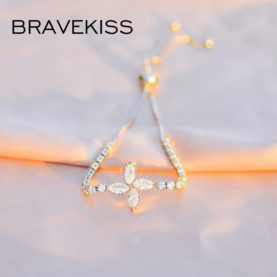 Bravekiss Клевер из циркония ветряная мельница браслеты модные друзья CZ Tennie для