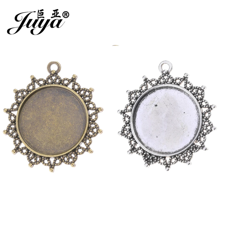 

40PCS Alloy Lace 25mm Cabochon Base Pendant Setting Charms For Jewelry Making DIY Necklace Keychain Findings Crafts Accessories