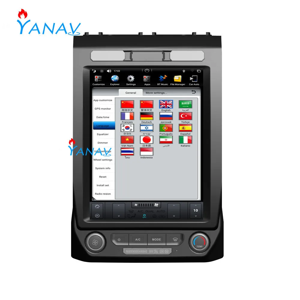 

12.1 inch Tesla style vertical screen car GPS navigation player For-ford F150 2015-2020 Bluetooth Radio Stereo support carplay