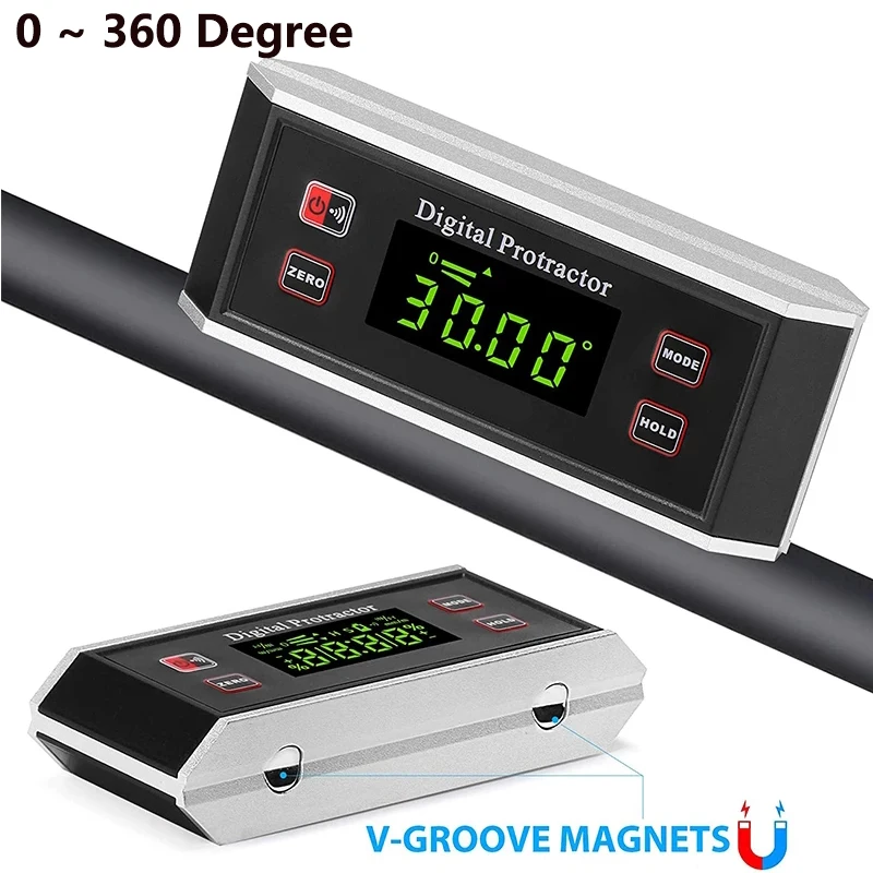 Водонепроницаемый цифровой прецизионный угломер инклинометр V Groove 0 ~ 360 градусов