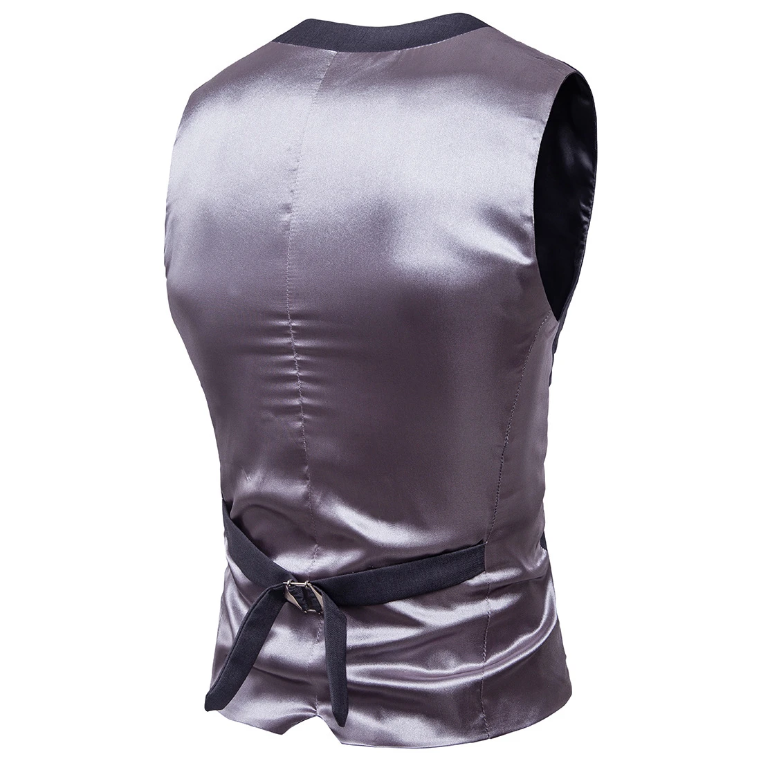 Облегающий модный жилет на одной пуговице мужской темно серый деловой