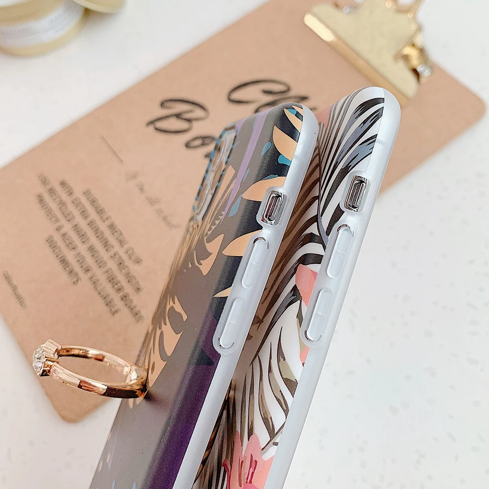 LOVECOM Colorful Banana Leaf Ring Stand Phone Case For iPhone 11 Pro Max XR X XS 7 8 6S Plus Soft IMD Back Cover | Мобильные