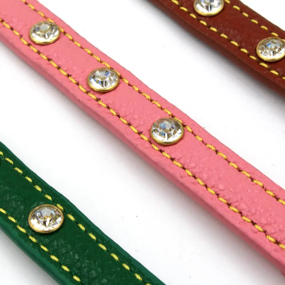 Кожаные Стразы ошейник для питомца модный персонализированный милый с рисунком