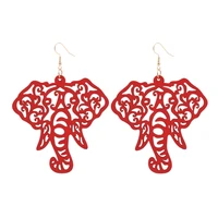 e7398 zwpon cutout wooden elephant earrings for women ethnic earrings large accessories hollow pendant earrings
