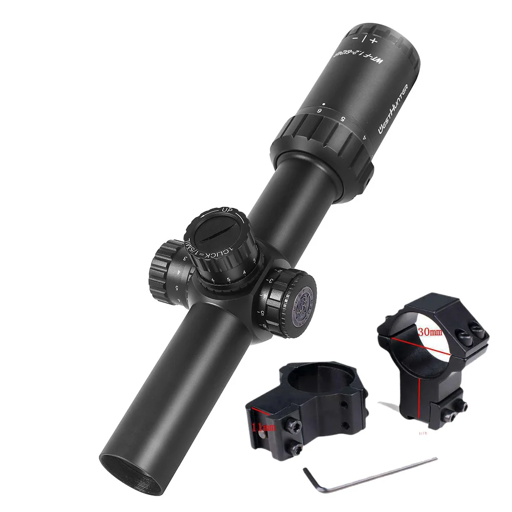 WESTHUNTER WT-F 1,2-6x24IR Quickdraw тактический, компактный прицел для охотничьей винтовки противоударный HD вид 30 мм трубка для ружья - Цвет: high 11mm mount