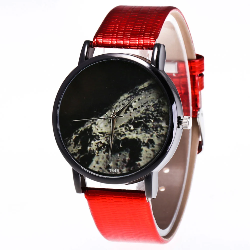 

Couple Watches Moon Surface Printed Watches Quartz Watch Faux Leather Strap Fashion Watches with Round Dial for Men Women LXH