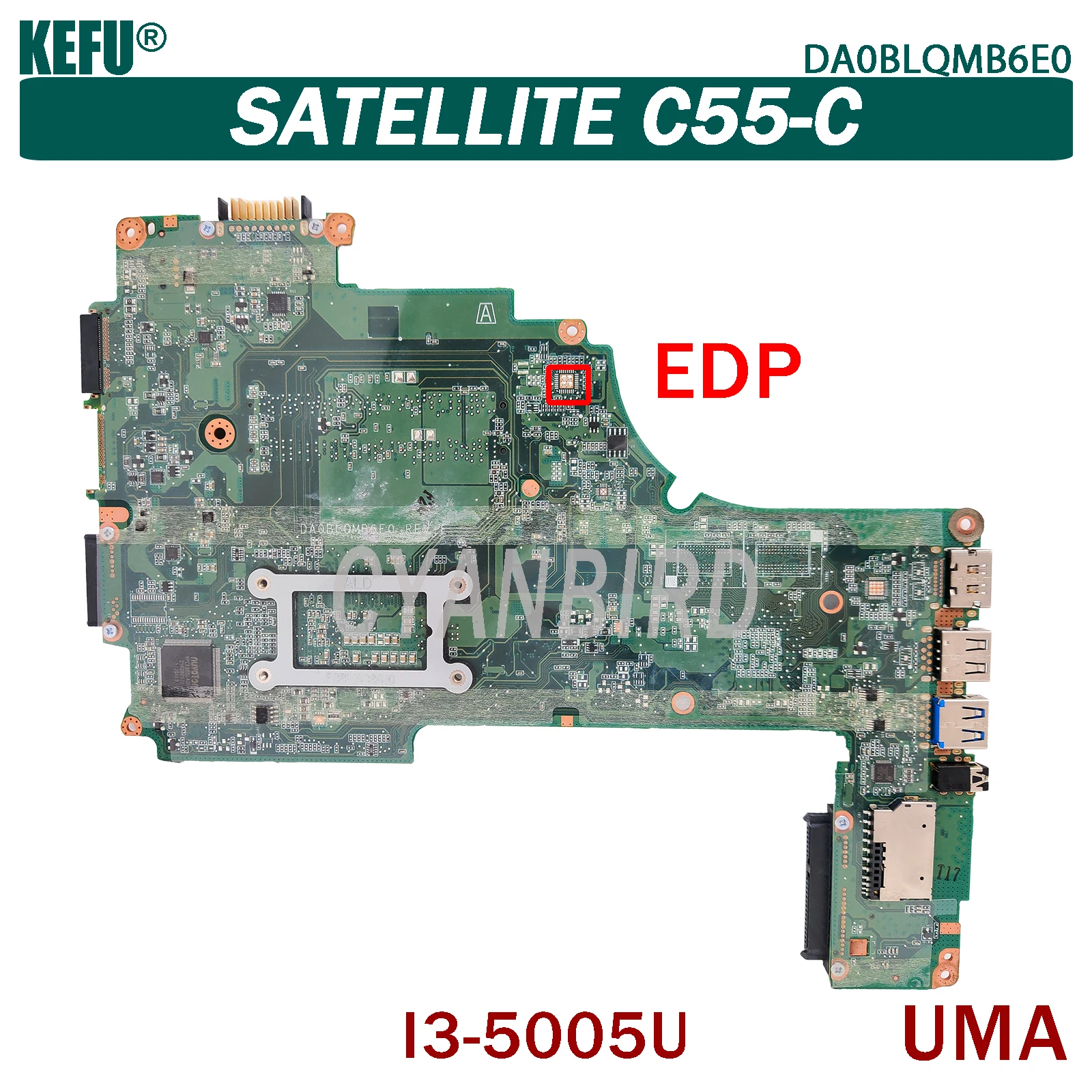 

KEFU DA0BLQMB6E0 original mainboard for Toshiba Satellite C55-C UMA EDP with I3-5005U Laptop motherboard