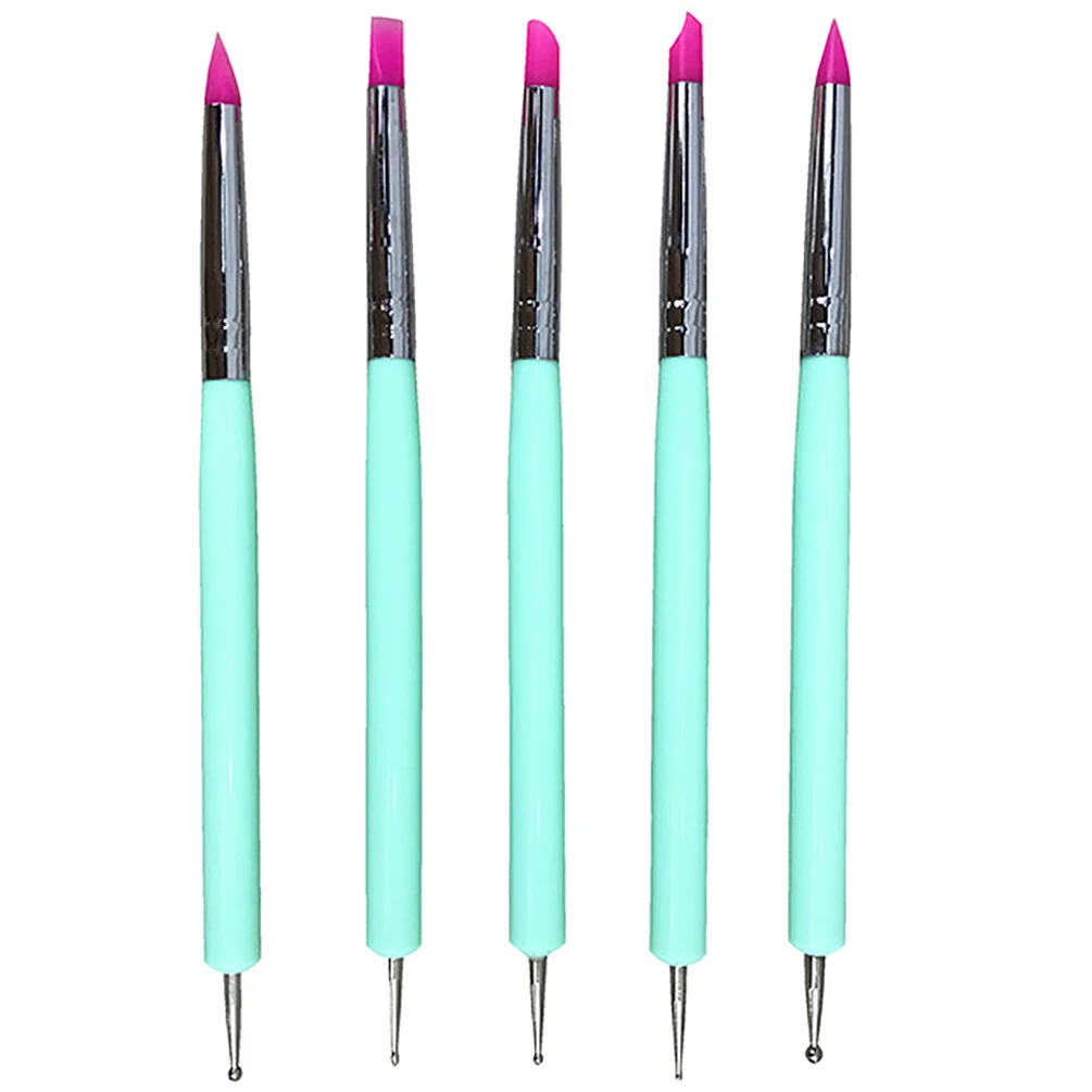 

5Pcs 3 Colors Double-ended Dotting Tools Set Nail Art Embossing Tools Pottery Craft Art Silicone Brushes Pottery Clay Tool